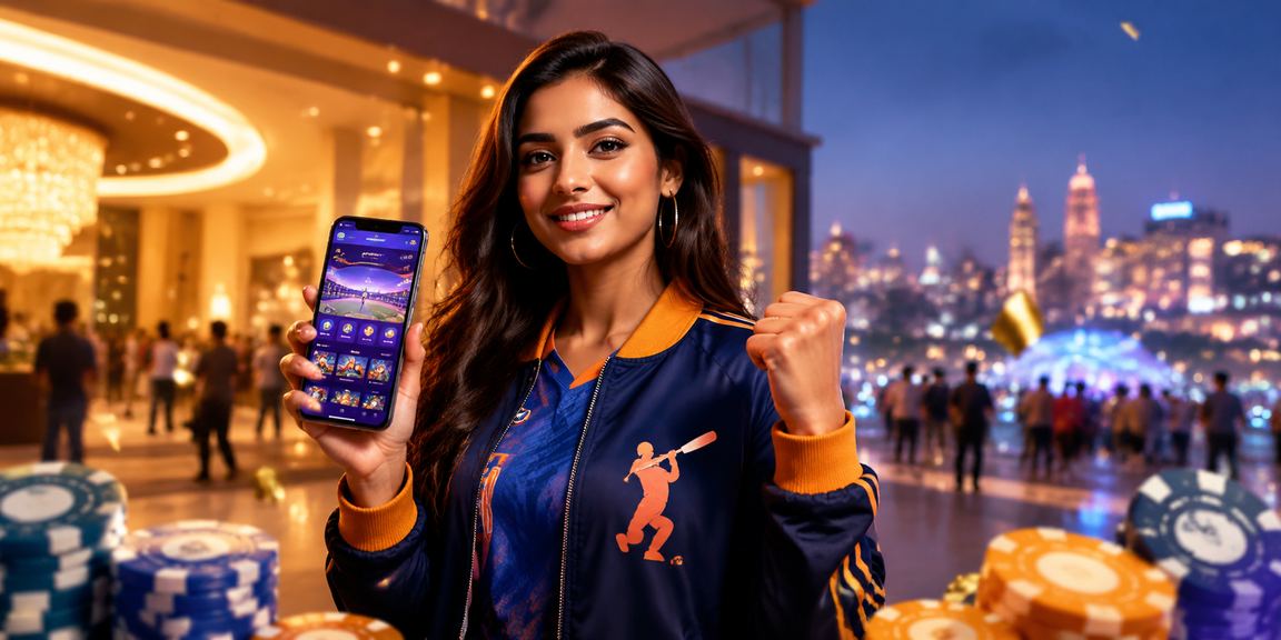 Young Indian fan using mobile for IPL cricket betting and promotions